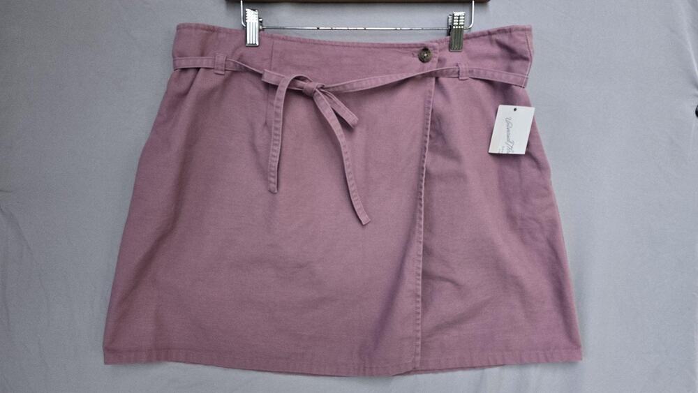 Universal Thread Skirt Womens 16 Pink Cotton Twill Wrap Mini Tie Belt Casual
